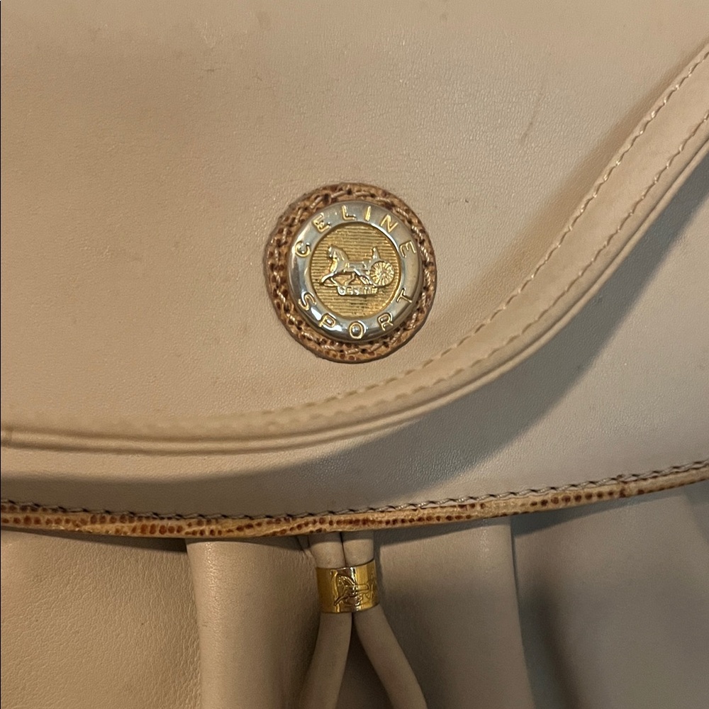 Celine Beige Crossbody Shoulder Bag with Gold Accent - Picture 2 of 12